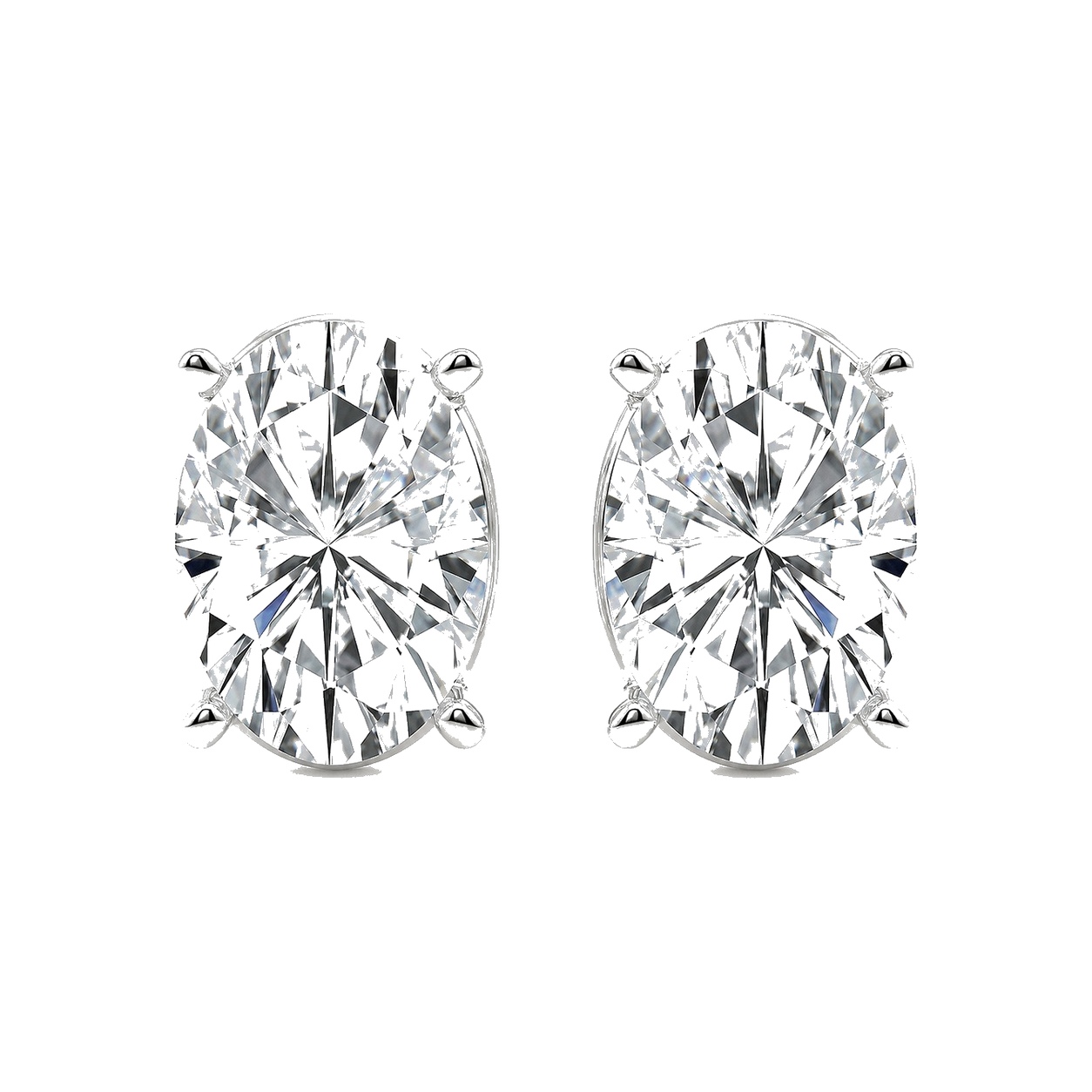 Lab Diamonds 3 CTW Stud Earrings Oval 14K White Gold