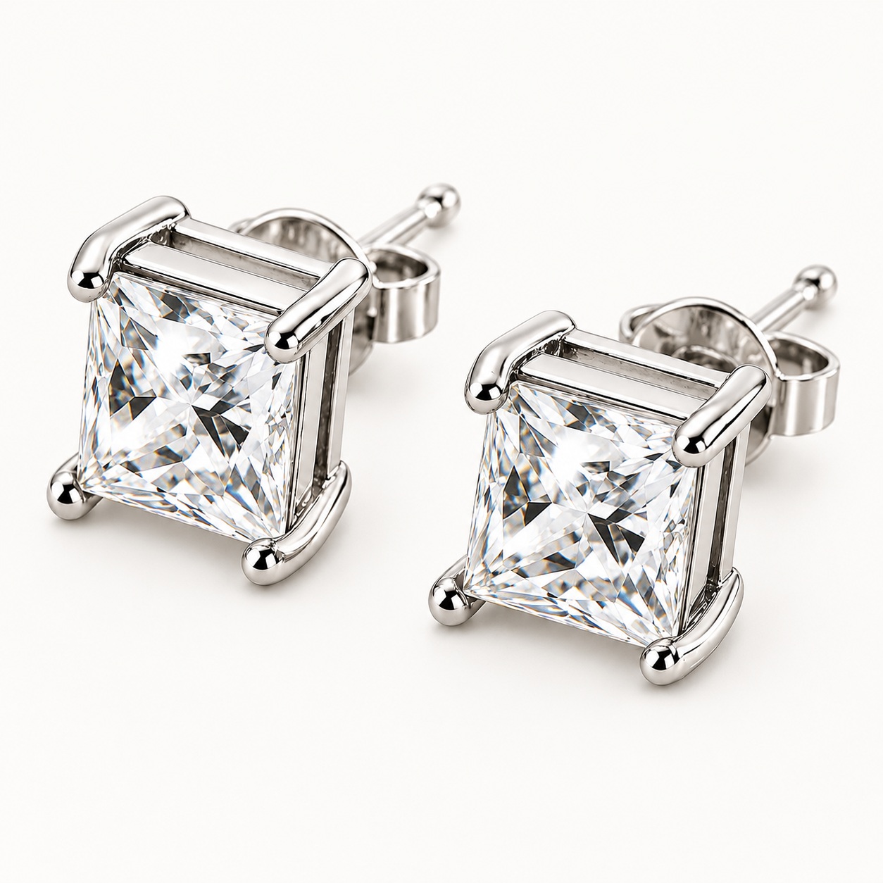Princess Cut Diamond Stud Earrings