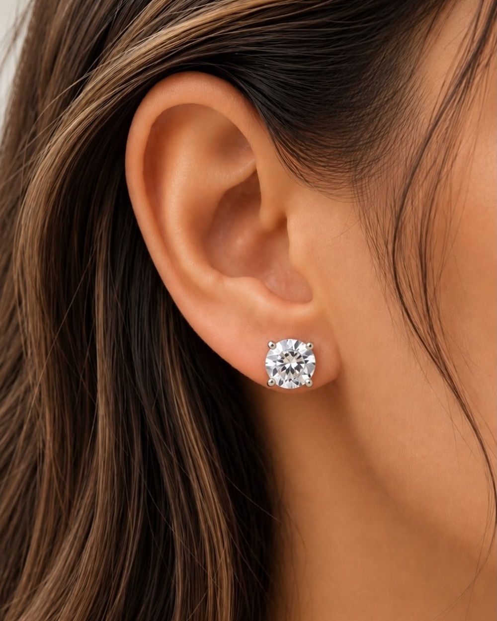 3 CTW Prong 14K White Gold Lab Diamonds Stud Earrings