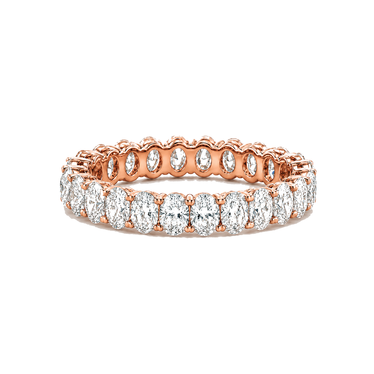 Lab 7 CTW Oval Prong Rose Gold Eternity Ring