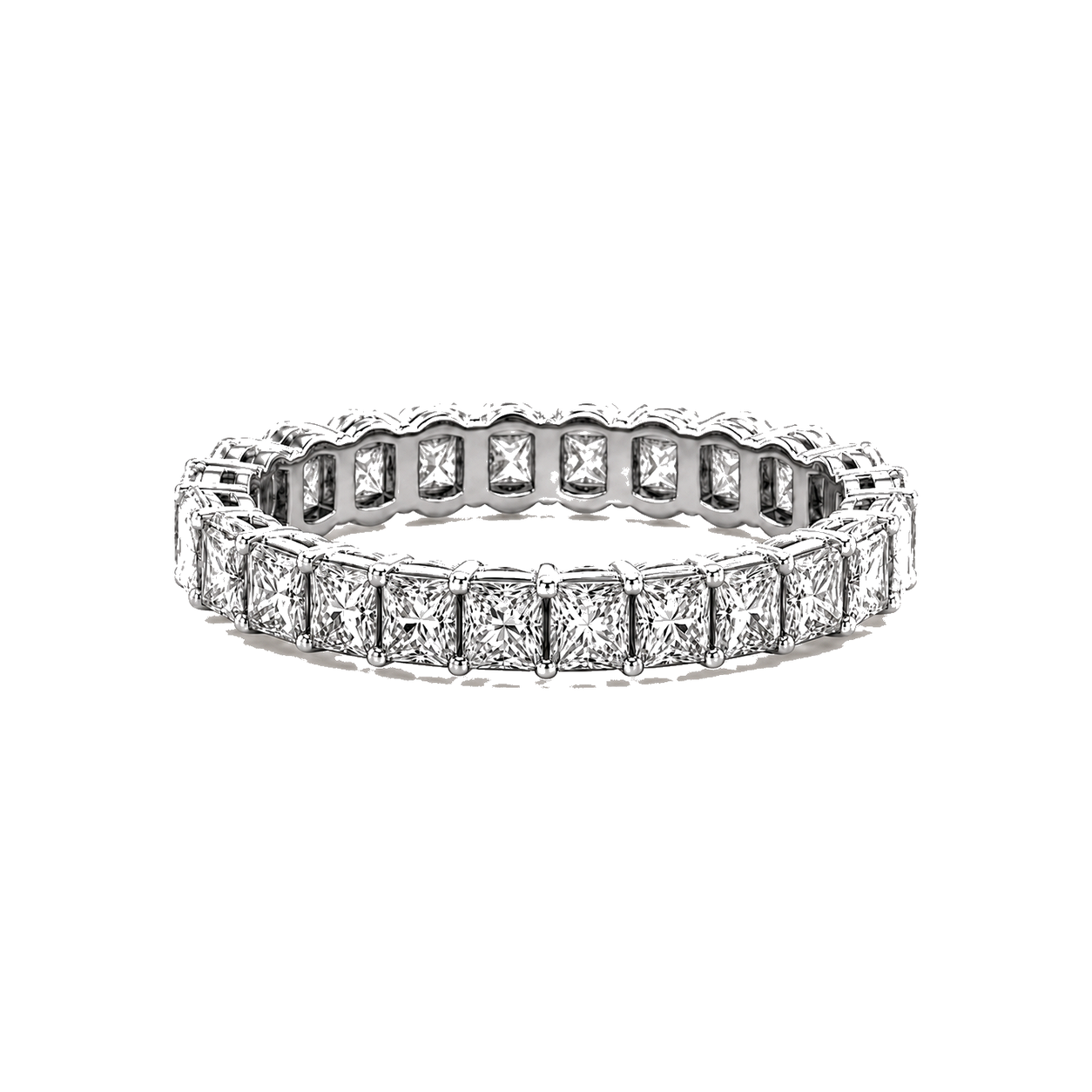 Lab 7 CTW Princess Cut Prong White Gold Eternity Ring