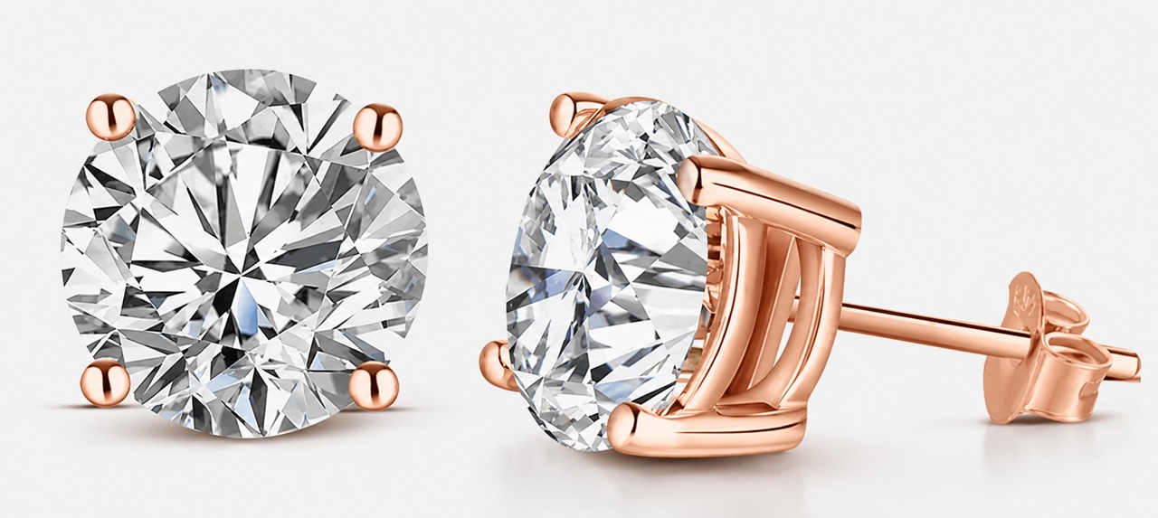 Lab Diamonds 3 CTW Stud Earrings 14K Rose Gold