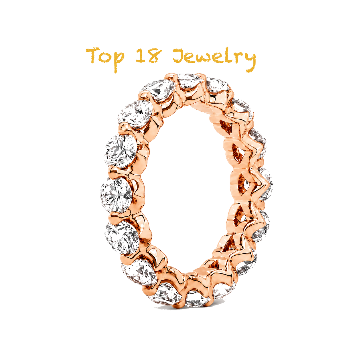 Lab Oval Diamonds Ring 7.5 CTW Approximately, 14K Rose Gold Eternity