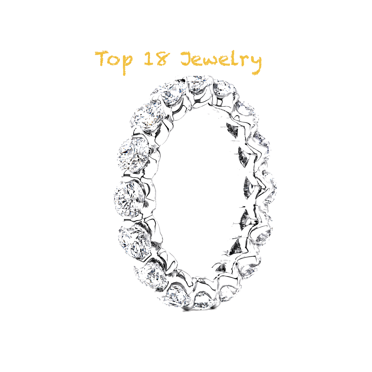 Lab Oval Diamonds Ring 7.5 CTW Approximately, 14K White Gold Eternity