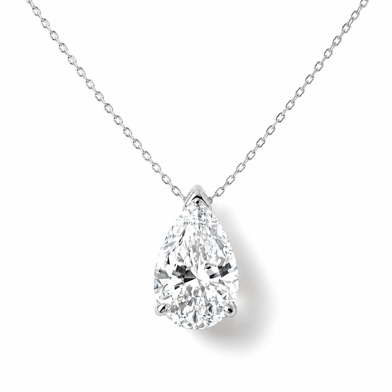 Lab Pear Shape Diamond 1.50 CTW 14K White Gold Pendant