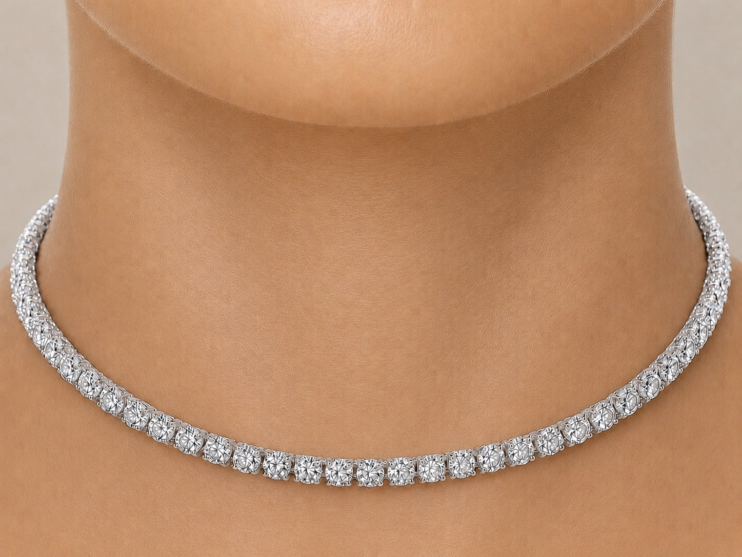 White 14K Gold Tennis Necklace