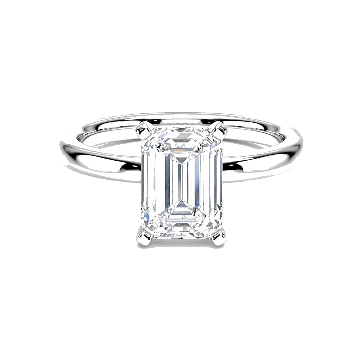 Lab Diamonds 1.5 CTW Emerald cut Ring 14K White Gold