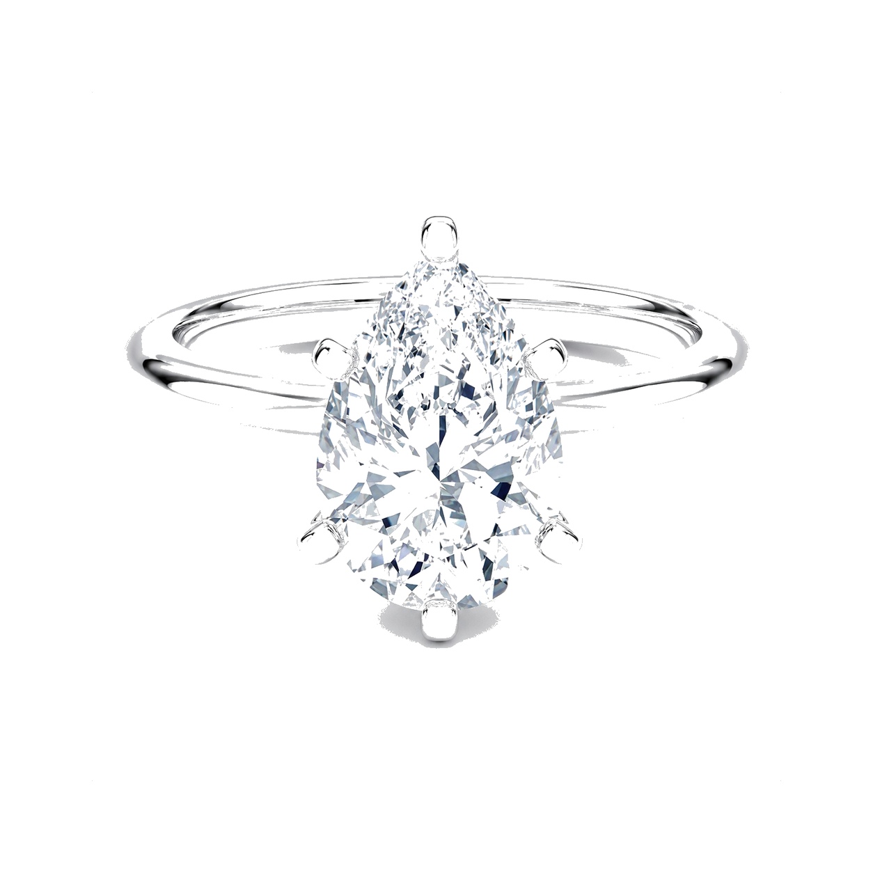 Lab Diamonds 1.5 CTW Pearshape Ring 14K White Gold